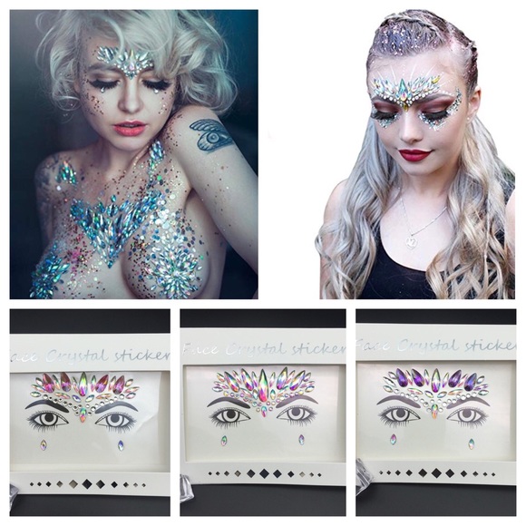 Rave Festival Crystal Rhinestone Face Jewels - Picture 1 of 16